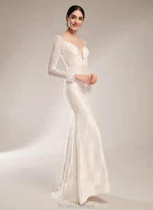 Wedding Dress Chiffon Train Trumpet/Mermaid Fiona Court Illusion With Beading Wedding Dresses Lace
