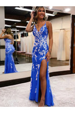 Load image into Gallery viewer, Keely Prom Dresses Mermaid Sweep/Brush Train Tulle With Applique V Neck