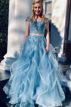 Load image into Gallery viewer, Long 2 Pieces Off The Shoulder Beading Prom Dresses Appliques