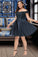 Hanna A-line Off the Shoulder Short/Mini Satin Homecoming Dress XXBP0020552