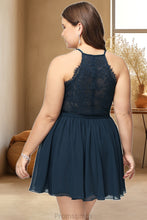 Load image into Gallery viewer, Ellie A-line V-Neck Short/Mini Chiffon Lace Homecoming Dress XXBP0020502
