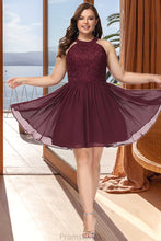 Load image into Gallery viewer, Alula A-line Scoop Short/Mini Chiffon Lace Homecoming Dress XXBP0020555