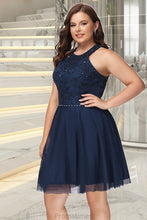 Load image into Gallery viewer, Penelope A-line Scoop Short/Mini Lace Tulle Homecoming Dress With Beading XXBP0020560