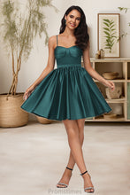 Load image into Gallery viewer, Dominique A-line Sweetheart Short/Mini Satin Homecoming Dress XXBP0020497