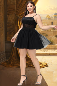 Raquel A-line Square Short/Mini Satin Tulle Homecoming Dress XXBP0020491