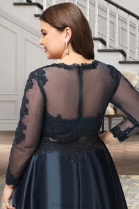 Pam A-line Scoop Short/Mini Lace Satin Homecoming Dress XXBP0020494