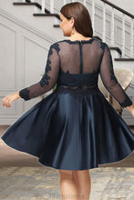 Load image into Gallery viewer, Pam A-line Scoop Short/Mini Lace Satin Homecoming Dress XXBP0020494