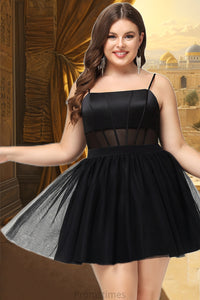 Raquel A-line Square Short/Mini Satin Tulle Homecoming Dress XXBP0020491