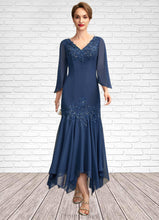 Load image into Gallery viewer, Gretchen Trumpet/Mermaid V-neck Ankle-Length Chiffon Mother of the Bride Dress With Appliques Lace Sequins XXB126P0015009