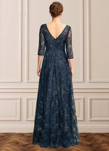 Load image into Gallery viewer, Ireland A-Line V-neck Floor-Length Lace Mother of the Bride Dress With Sequins XXB126P0015015
