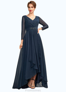 Alexis A-Line V-neck Asymmetrical Chiffon Mother of the Bride Dress With Ruffle Beading Bow(s) XXB126P0015021