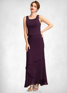 Sally Sheath/Column Scoop Neck Ankle-Length Chiffon Mother of the Bride Dress With Beading Sequins XXB126P0015024