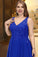 Joslyn A-line V-Neck Knee-Length Chiffon Lace Homecoming Dress XXBP0020589
