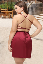 Load image into Gallery viewer, Pamela Bodycon Square Short/Mini Satin Homecoming Dress XXBP0020495
