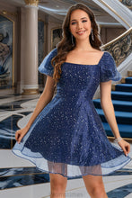 Load image into Gallery viewer, Gillian A-line Square Short/Mini Polyester Homecoming Dress XXBP0020480