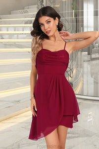 Mila Sheath/Column V-Neck Short/Mini Jersey Sequin Homecoming Dress With Cascading Ruffles Sequins XXBP0020509