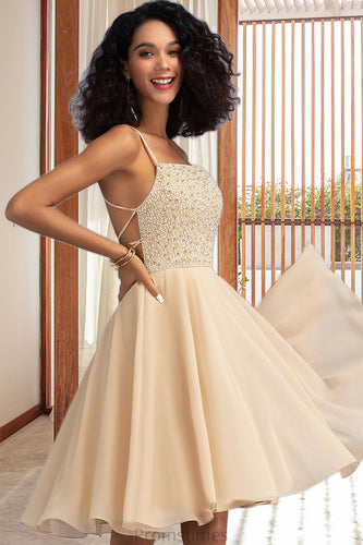 Jenna A-line Square Knee-Length Chiffon Homecoming Dress With Beading Sequins XXBP0020575