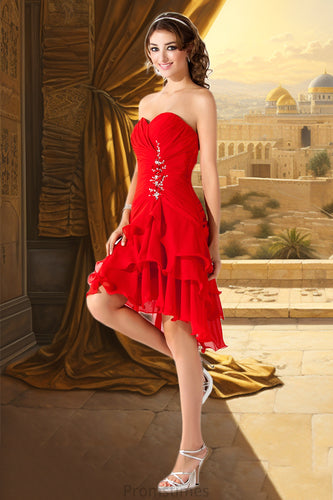 Alexia A-line Sweetheart Asymmetrical Chiffon Homecoming Dress With Beading Ruffle XXBP0020599