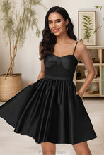 Load image into Gallery viewer, Dominique A-line Sweetheart Short/Mini Satin Homecoming Dress XXBP0020497