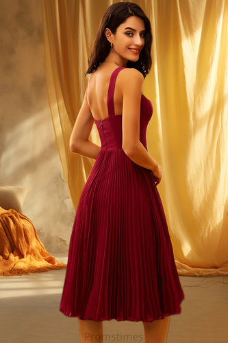 Katherine A-line Square Knee-Length Chiffon Homecoming Dress With Pleated XXBP0020530