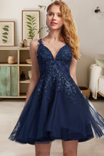 Load image into Gallery viewer, Leia A-line V-Neck Short/Mini Tulle Homecoming Dress With Sequins XXBP0020548