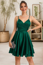 Load image into Gallery viewer, Roberta A-line V-Neck Short/Mini Silky Satin Homecoming Dress XXBP0020463