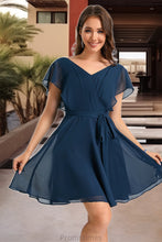 Load image into Gallery viewer, Gina A-line V-Neck Short/Mini Chiffon Homecoming Dress XXBP0020464