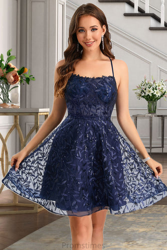 Daisy A-line Scoop Short/Mini Lace Homecoming Dress With Sequins XXBP0020461