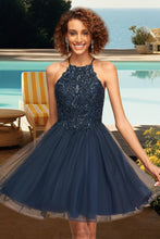 Load image into Gallery viewer, Abigayle A-line Scoop Short/Mini Lace Tulle Homecoming Dress With Sequins XXBP0020523