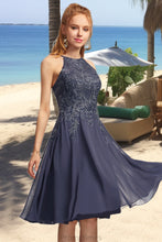Load image into Gallery viewer, Penelope A-line Scoop Knee-Length Chiffon Homecoming Dress With Appliques Lace XXBP0020551
