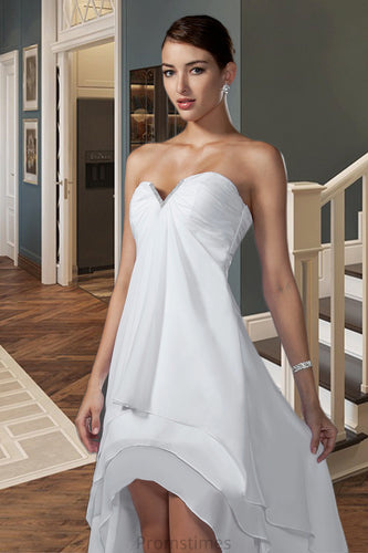 Melanie A-line Sweetheart Asymmetrical Chiffon Homecoming Dress With Beading Ruffle XXBP0020600