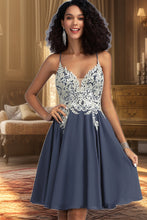 Load image into Gallery viewer, Riley A-line V-Neck Short/Mini Chiffon Homecoming Dress With Beading Sequins XXBP0020564