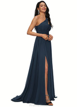 Load image into Gallery viewer, Coral A-line Asymmetrical Sweep Train Chiffon Prom Dresses With Pleated XXBP0022212
