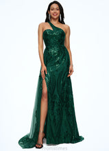 Load image into Gallery viewer, Jayleen Trumpet/Mermaid One Shoulder Sweep Train Sequin Prom Dresses With Sequins XXBP0022226