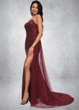 Load image into Gallery viewer, Sonia Trumpet/Mermaid V-Neck Sweep Train Sequin Prom Dresses XXBP0022227