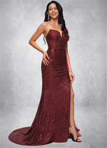 Sonia Trumpet/Mermaid V-Neck Sweep Train Sequin Prom Dresses XXBP0022227
