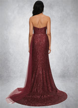 Load image into Gallery viewer, Sonia Trumpet/Mermaid V-Neck Sweep Train Sequin Prom Dresses XXBP0022227