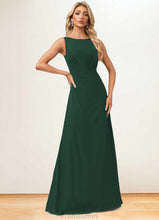 Load image into Gallery viewer, Maeve A-line Boat Neck Floor-Length Chiffon Bridesmaid Dress XXBP0022592