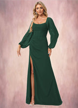 Load image into Gallery viewer, Kaya A-line Scoop Floor-Length Chiffon Bridesmaid Dress XXBP0022593