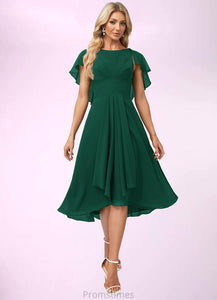 Alice A-line Scoop Asymmetrical Chiffon Bridesmaid Dress With Ruffle XXBP0022594
