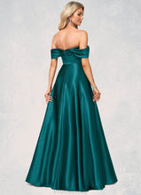 Load image into Gallery viewer, Katrina A-line Off the Shoulder Floor-Length Stretch Satin Bridesmaid Dress XXBP0022595
