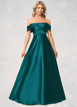 Load image into Gallery viewer, Katrina A-line Off the Shoulder Floor-Length Stretch Satin Bridesmaid Dress XXBP0022595