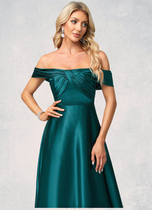 Katrina A-line Off the Shoulder Floor-Length Stretch Satin Bridesmaid Dress XXBP0022595