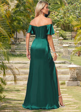 Load image into Gallery viewer, Raina A-line Off the Shoulder Floor-Length Stretch Satin Bridesmaid Dress XXBP0022596