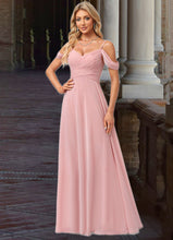 Load image into Gallery viewer, Kelsey A-line Cold Shoulder Floor-Length Chiffon Bridesmaid Dress XXBP0022602