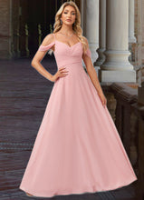 Load image into Gallery viewer, Kelsey A-line Cold Shoulder Floor-Length Chiffon Bridesmaid Dress XXBP0022602