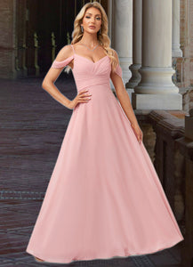 Kelsey A-line Cold Shoulder Floor-Length Chiffon Bridesmaid Dress XXBP0022602
