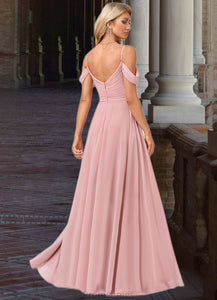 Kelsey A-line Cold Shoulder Floor-Length Chiffon Bridesmaid Dress XXBP0022602