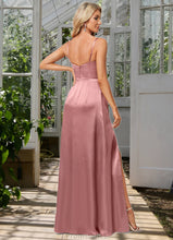 Load image into Gallery viewer, Aryana A-line Cowl Floor-Length Stretch Satin Bridesmaid Dress XXBP0022603