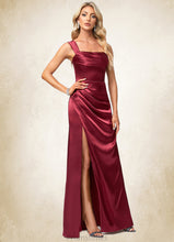 Load image into Gallery viewer, Litzy A-line Square Floor-Length Stretch Satin Bridesmaid Dress XXBP0022607